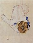 Forwards bent feminine act by Egon Schiele